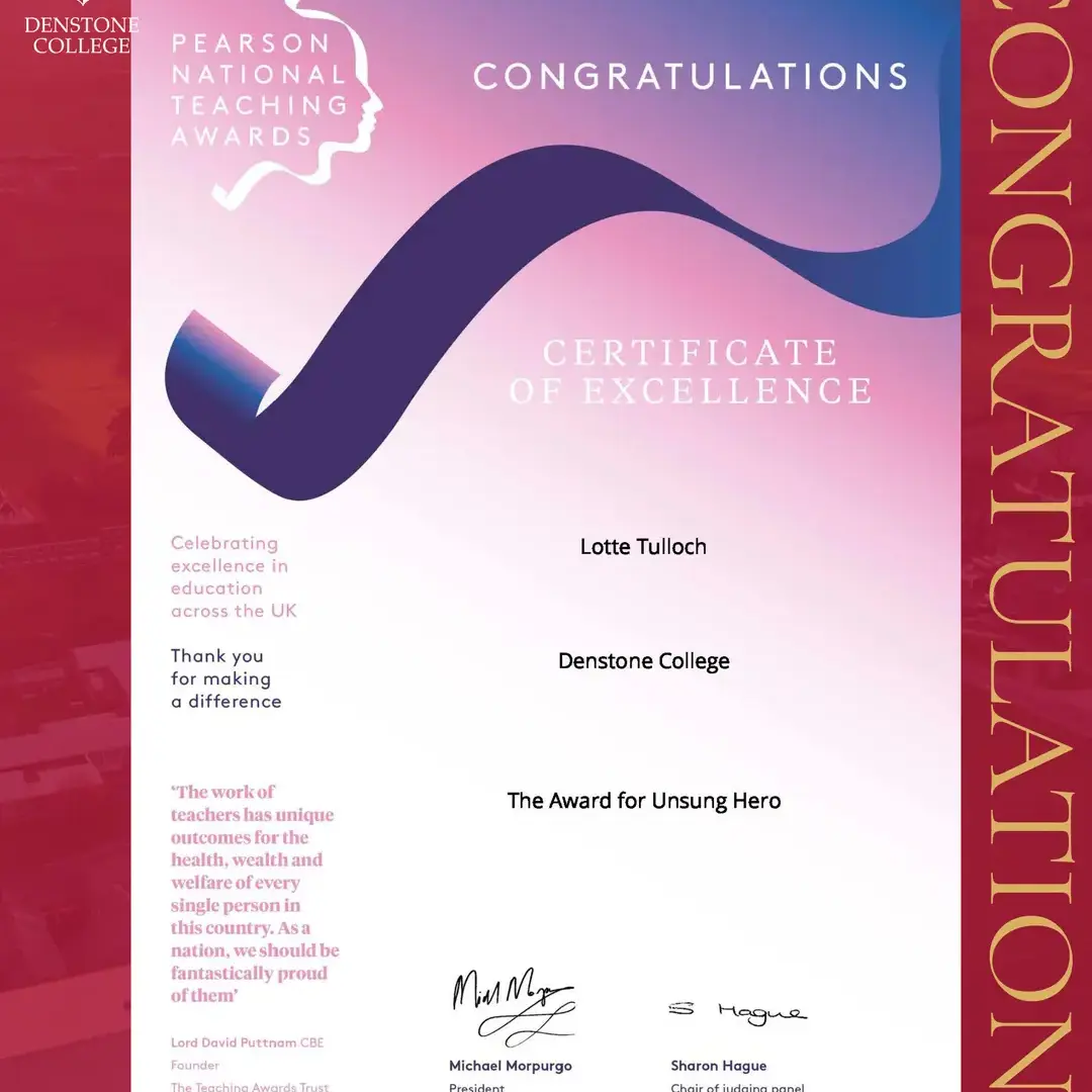 Prestigious National Teaching Award for Denstone College Head, Lotte Tulloch